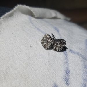 White Gold diamond encrusted unisex earrings